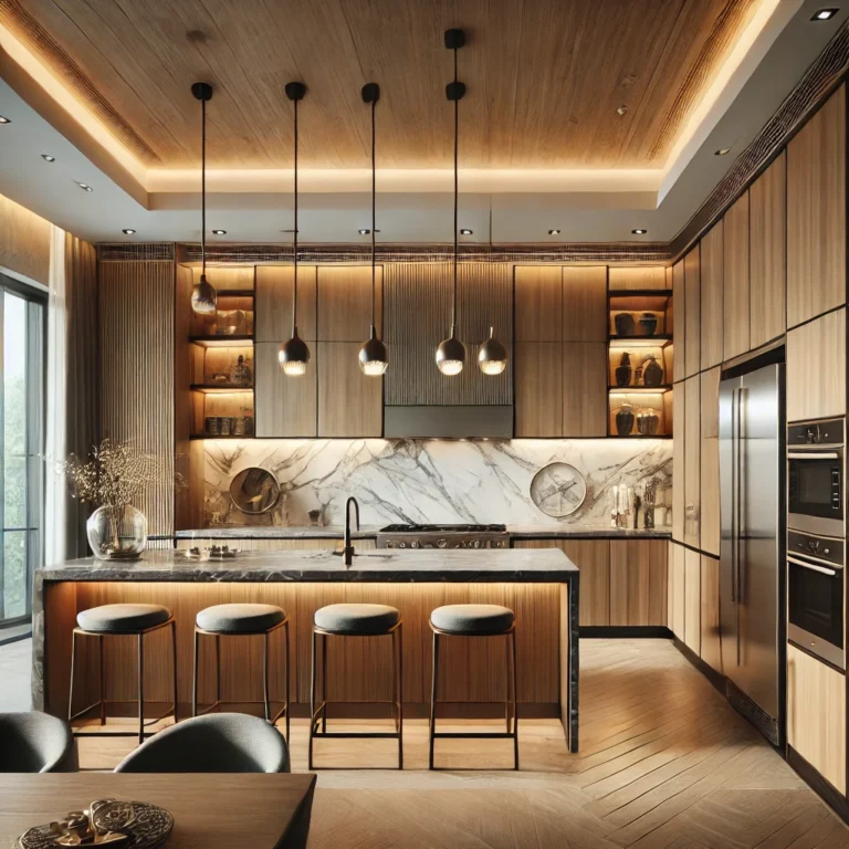 DALL·E-2025-02-08-13.40.15-A-modern-kitchen-with-sleek-wooden-cabinets-a-marble-countertop-and-elegant-pendant-lighting.-The-space-is-designed-with-premium-craftsmanship-feat