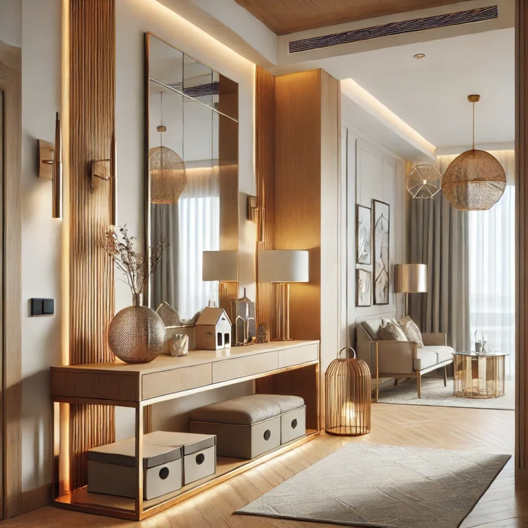 DALL·E-2025-02-08-13.41.07-A-modern-entryway-featuring-a-sleek-wooden-console-table-decorative-mirrors-stylish-lighting-and-elegant-storage-solutions.-The-space-is-welcoming-